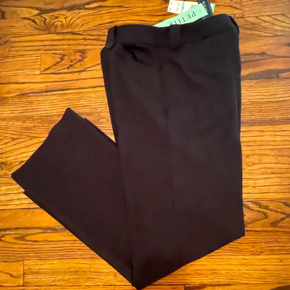 JONES NEW YORK Signature (Petite) Black Woven Work/Dress Stretch Pant-Brand New
